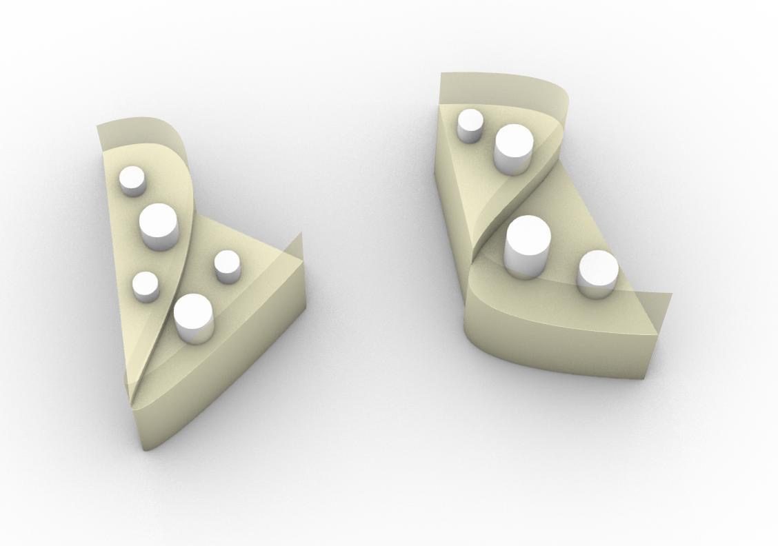 Render of the two curved stands