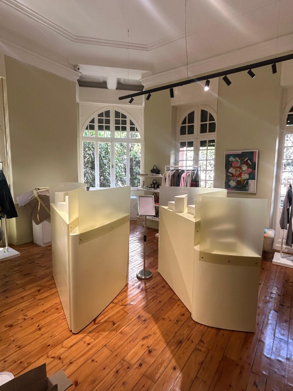 The stands installed in the store