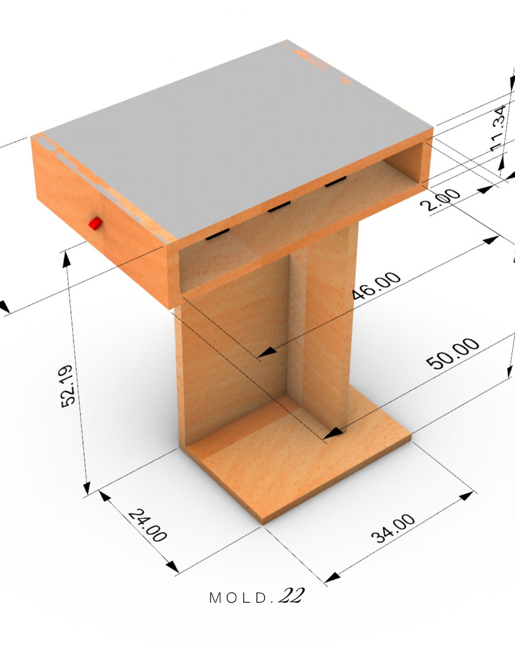Measured 3D drawing of the podium